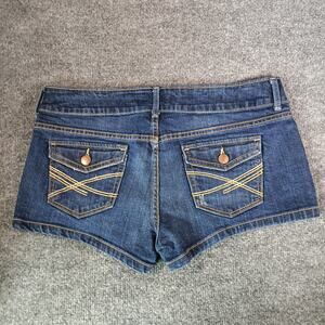 Aeropostale Denim Shorts Micro Size 11/12 Dark Blue Flap Pocket Booty Hot Y2K